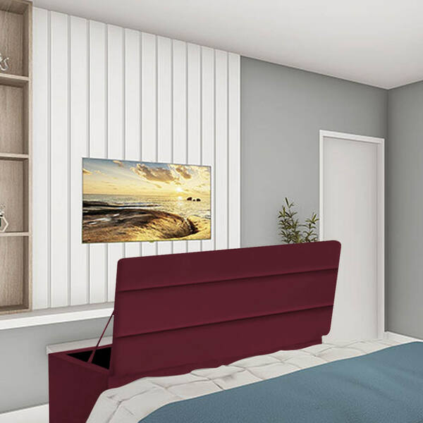 Calçadeira Baú Recamier Queen 160cm Argentina Suede Bordo - D