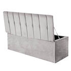 Calçadeira Baú Recamier Queen 160cm Kiara Suede Cinza Claro -