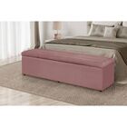 Calçadeira Baú Recamier Solteiro 100 Cm Helena Veludo Rosê