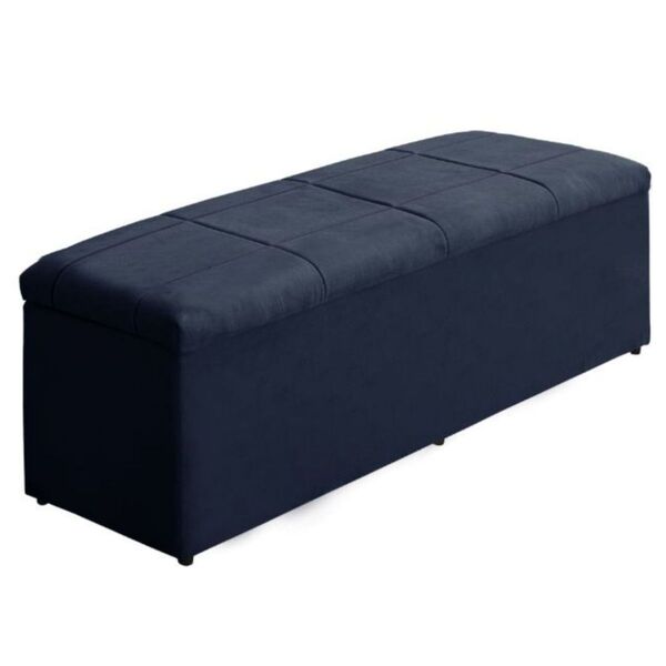 Calçadeira Baú Recamier Solteiro 100 Cm Raissa Suede Azul