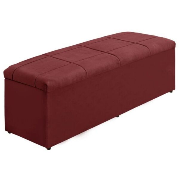 Calçadeira Baú Recamier Solteiro 100cm Raissa Suede Vermelho