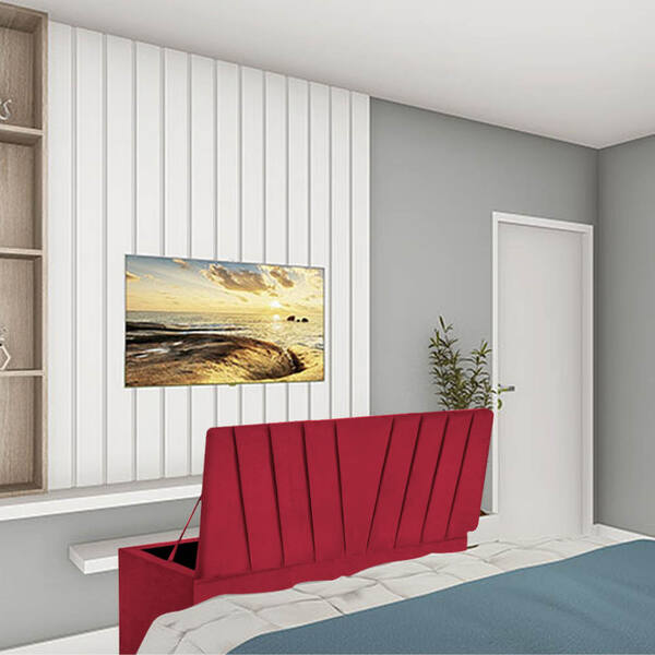 Calçadeira Baú Recamier Solteiro 90cm Bélgica Courino Vermelh