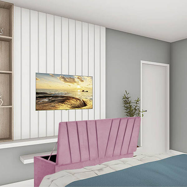 Calçadeira Baú Recamier Solteiro 90cm Bélgica Suede Rosa - D