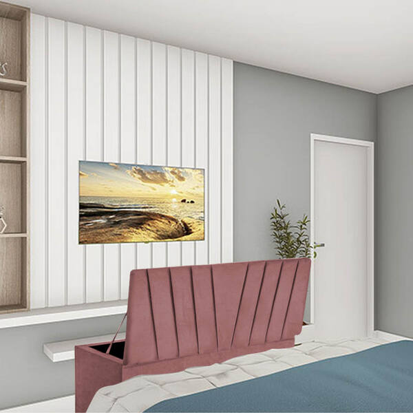 Calçadeira Baú Recamier Solteiro 90cm Bélgica Suede Rosê - D