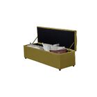 Calçadeira Baú Recamier Viúva 120 Cm Vitória Suede Amarelo