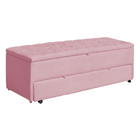 Calçadeira Baú Sapateira Casal 140cm Ayla Suede Capitonê - Es
