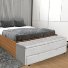 Calçadeira Baú Sapateira Casal 140cm Ayla Veludo Capitonê - E