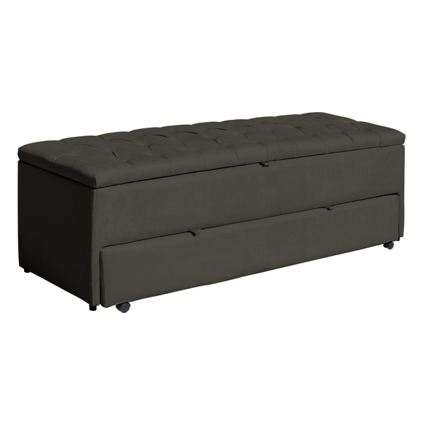 Calçadeira Baú Sapateira Casal 140cm Ayla Veludo Capitonê - E