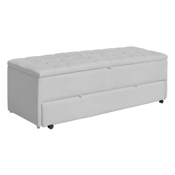 Calçadeira Baú Sapateira Casal Queen 160cm Ayla Suede Capiton