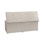 Calçadeira Baú Solteiro 0,90m Berlim Suede Bege Dal Poz Estof