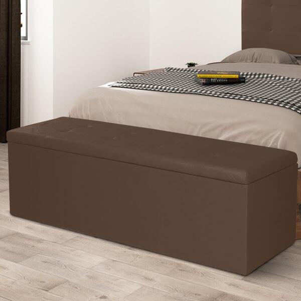 Calçadeira Baú Solteiro 0,90m Berlim Suede Marrom Dal Poz Est