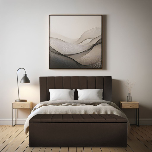 Calçadeira Baú Solteiro 0,90m Londres Veludo Marrom Dal Poz E