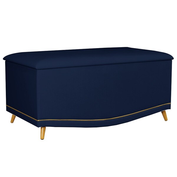 Calçadeira Baú Solteiro 90cm Com Tachas Imperial J02 Veludo A