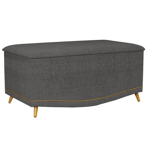 Calçadeira Baú Solteiro 90cm Imperial J02 Linho Grafite - Mpo