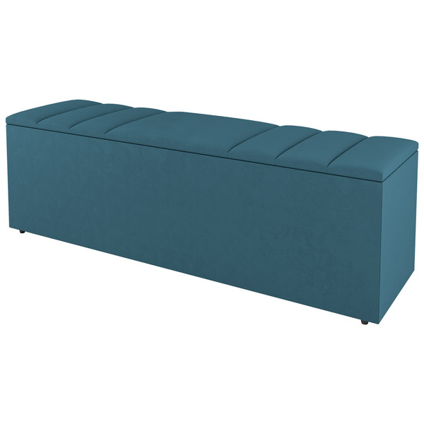 Calçadeira Baú Solteiro Grace 90cm Suede Turquesa - Desk Desi