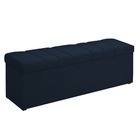Calçadeira Baú Solteiro Kiara 90 Cm Suede Azul Marinho - D A