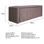Calçadeira Baú Solteiro Minsk P02 90 Cm Para Cama Box Linho -