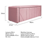 Calçadeira Baú Solteiro Minsk P02 90 Cm Para Cama Box Suede -