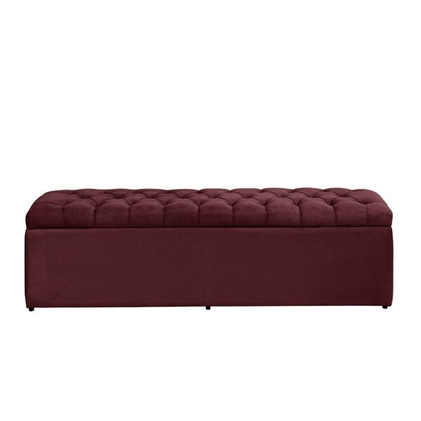 Calçadeira Baú Viúva 120 Cm Imperatriz Capitonê Suede Bordô