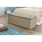 Calçadeira Casal Estofada Lotus Suede Bege - Simbal
