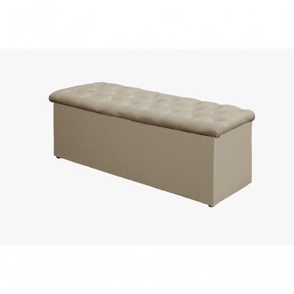 Calçadeira Casal Estofada Lotus Suede Bege - Simbal