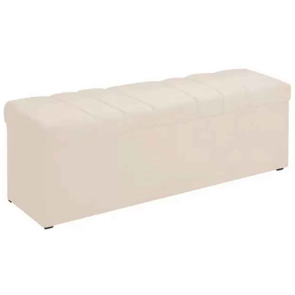 Calçadeira Com Baú Estofada Casal Romie 140 Cm Amassado Bege