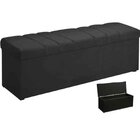 Calçadeira Com Baú Estofada Casal Romie 140 Cm Amassado Preto