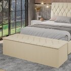 Calçadeira Com Baú Estofado Istambul Dobuê Bege 1,60m Suede