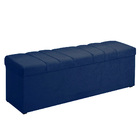 Calçadeira Com Baú Londres 120 Cm Suede Azul Marinho - D'rossi