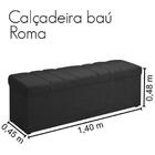 Calçadeira Com Baú Londres 140 Cm Suede Preto Amassado