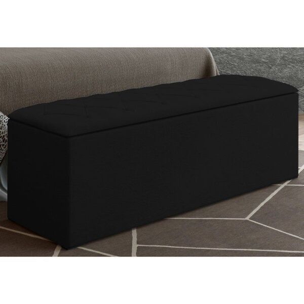 Calçadeira Com Baú Paris 90 Cm Suede Preto D'rossi