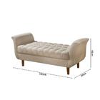 Calçadeira Divã Em Capitonê Barcelona Atraente Linho Bege 1,50