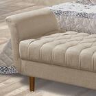 Calçadeira Divã Em Capitonê Barcelona Atraente Linho Bege 1,50