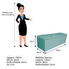 Calçadeira Estofada Liverpool 140 Cm Casal Suede Azul Tiffany