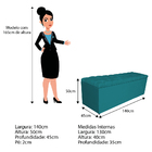 Calçadeira Estofada Liverpool 140 Cm Casal Suede Azul Turques