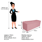 Calçadeira Estofada Liverpool 140 Cm Casal Suede Rosa Bebê -