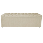 Calçadeira Estofada Liverpool 160 Cm Queen Size Linho Bege -