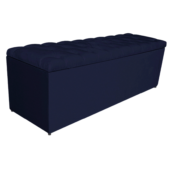 Calçadeira Estofada Liverpool 195 Cm King Size Corano Azul Ma