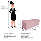 Calçadeira Estofada Liverpool 195 Cm King Size Corano Rosa Be