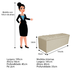 Calçadeira Estofada Liverpool 195 Cm King Size Linho Bege - D