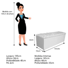 Calçadeira Estofada Liverpool 195 Cm King Size Suede Branco -