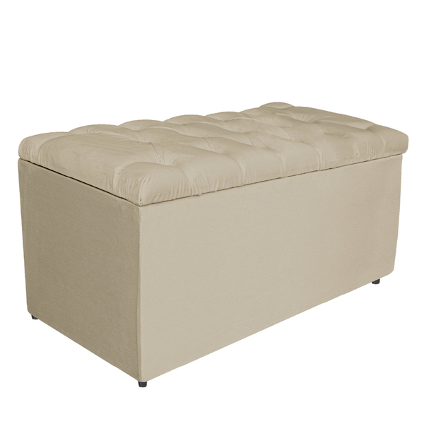 Calçadeira Estofada Liverpool 90 Cm Solteiro Corano Bege - Do