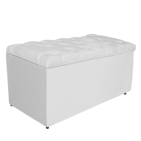 Calçadeira Estofada Liverpool 90 Cm Solteiro Corano Branco -