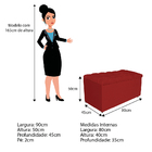 Calçadeira Estofada Liverpool 90 Cm Solteiro Corano Vermelho