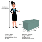 Calçadeira Estofada Liverpool 90 Cm Solteiro Linho Azul Turqu