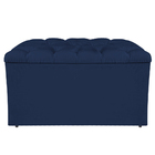 Calçadeira Estofada Liverpool 90 Cm Solteiro Suede Azul Marin