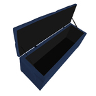 Calçadeira Estofada Liverpool 90 Cm Solteiro Suede Azul Marin