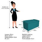 Calçadeira Estofada Liverpool 90 Cm Solteiro Suede Azul Turqu