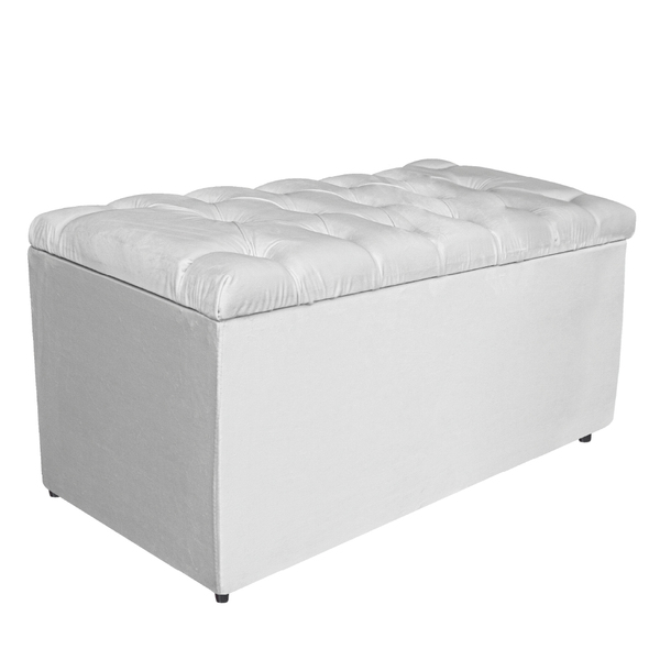 Calçadeira Estofada Liverpool 90 Cm Solteiro Suede Branco - A