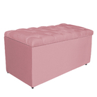 Calçadeira Estofada Liverpool 90 Cm Solteiro Suede Rosa Bebê